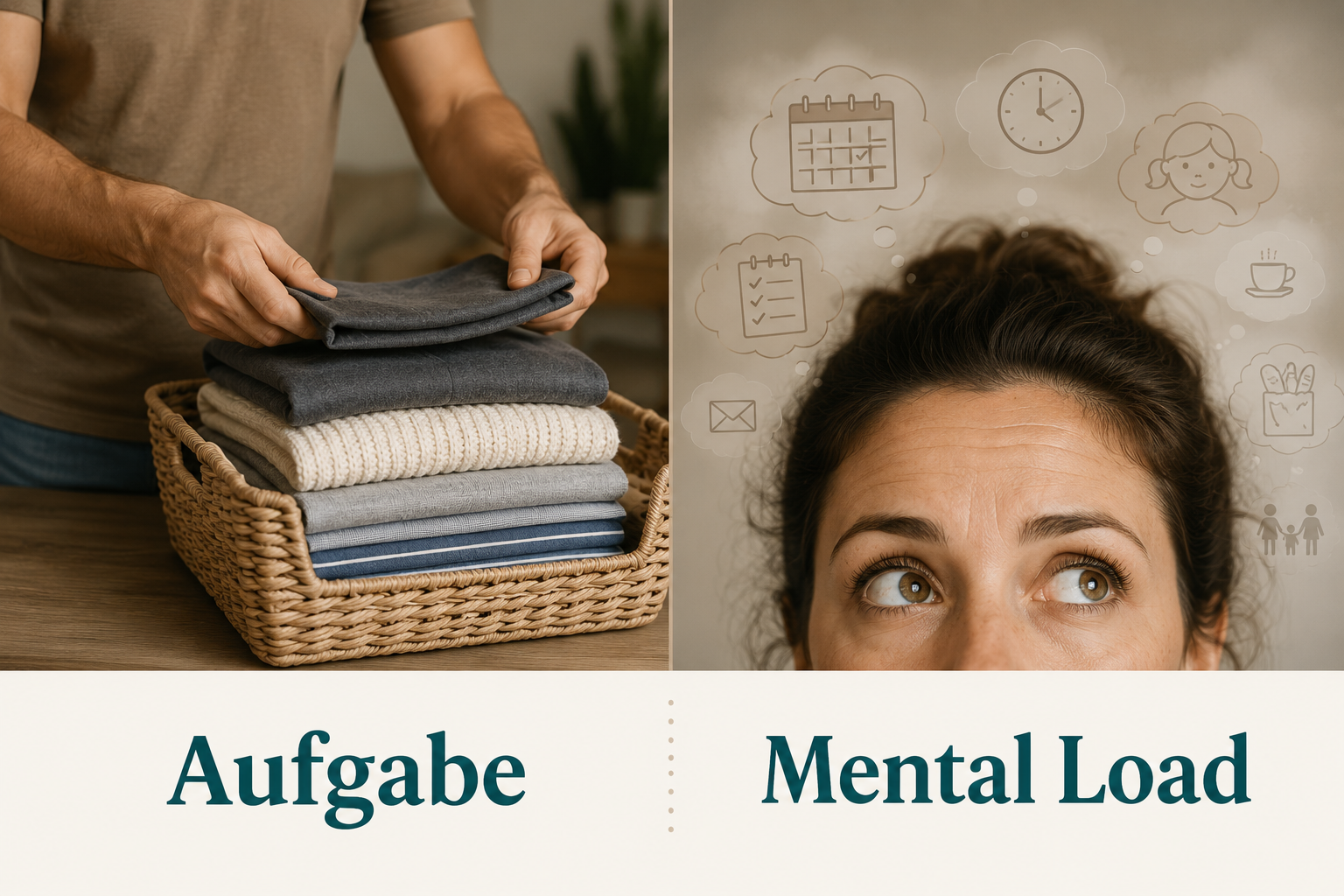 Aufgabe vs. Mental Load - Vergleich Wäsche und Verantwortung